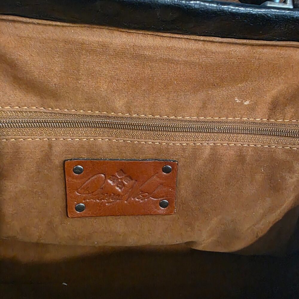 Patricia Nash Silver Black Gracchi Tooled Leather Frame Satchel Purse Handbag - Picture 8 of 9
